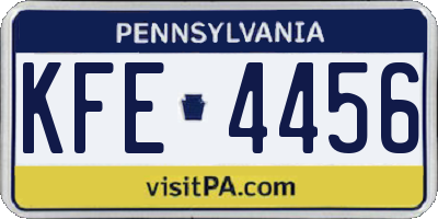 PA license plate KFE4456