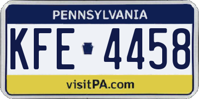 PA license plate KFE4458
