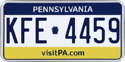 PA license plate KFE4459