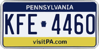 PA license plate KFE4460