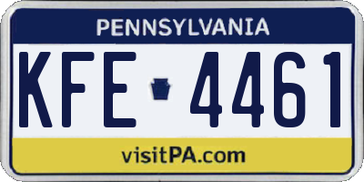 PA license plate KFE4461