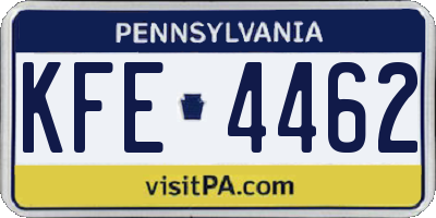 PA license plate KFE4462