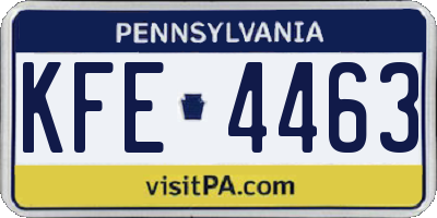 PA license plate KFE4463