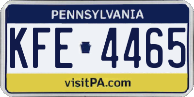 PA license plate KFE4465