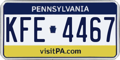 PA license plate KFE4467