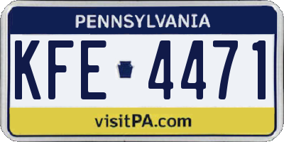 PA license plate KFE4471