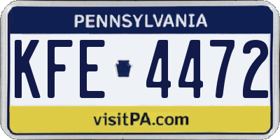 PA license plate KFE4472