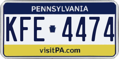 PA license plate KFE4474