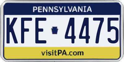 PA license plate KFE4475