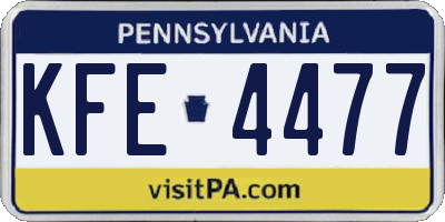 PA license plate KFE4477