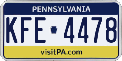 PA license plate KFE4478