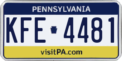 PA license plate KFE4481