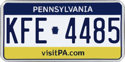 PA license plate KFE4485