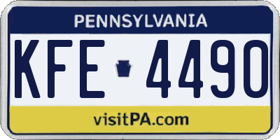 PA license plate KFE4490