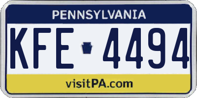 PA license plate KFE4494