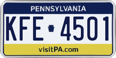 PA license plate KFE4501