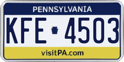PA license plate KFE4503