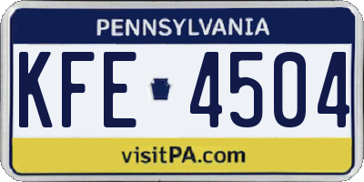 PA license plate KFE4504