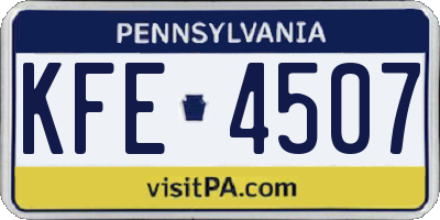 PA license plate KFE4507