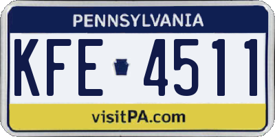 PA license plate KFE4511