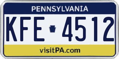 PA license plate KFE4512