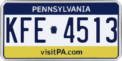 PA license plate KFE4513