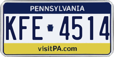 PA license plate KFE4514