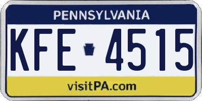 PA license plate KFE4515