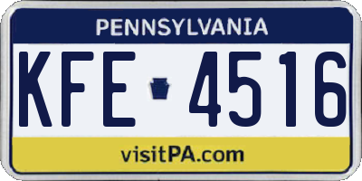 PA license plate KFE4516