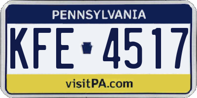 PA license plate KFE4517