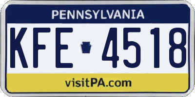 PA license plate KFE4518
