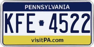 PA license plate KFE4522