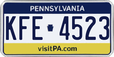 PA license plate KFE4523