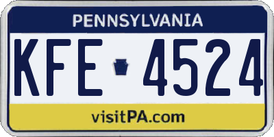 PA license plate KFE4524