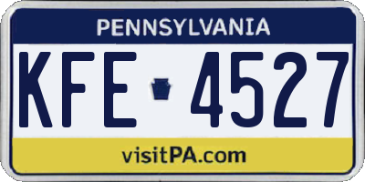PA license plate KFE4527