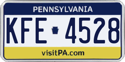 PA license plate KFE4528