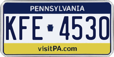PA license plate KFE4530