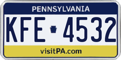PA license plate KFE4532