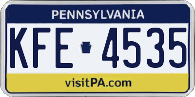 PA license plate KFE4535