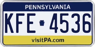 PA license plate KFE4536
