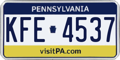 PA license plate KFE4537