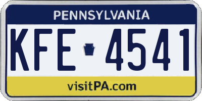 PA license plate KFE4541