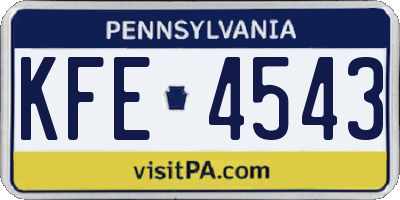 PA license plate KFE4543