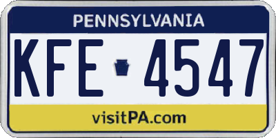 PA license plate KFE4547
