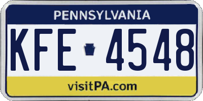 PA license plate KFE4548