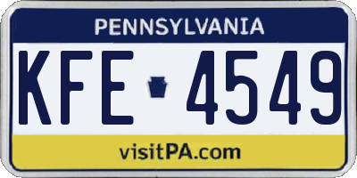 PA license plate KFE4549