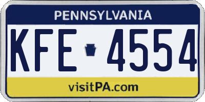PA license plate KFE4554