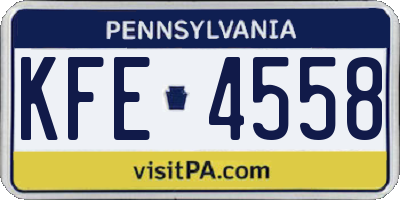PA license plate KFE4558