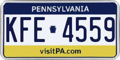 PA license plate KFE4559