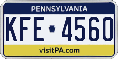 PA license plate KFE4560